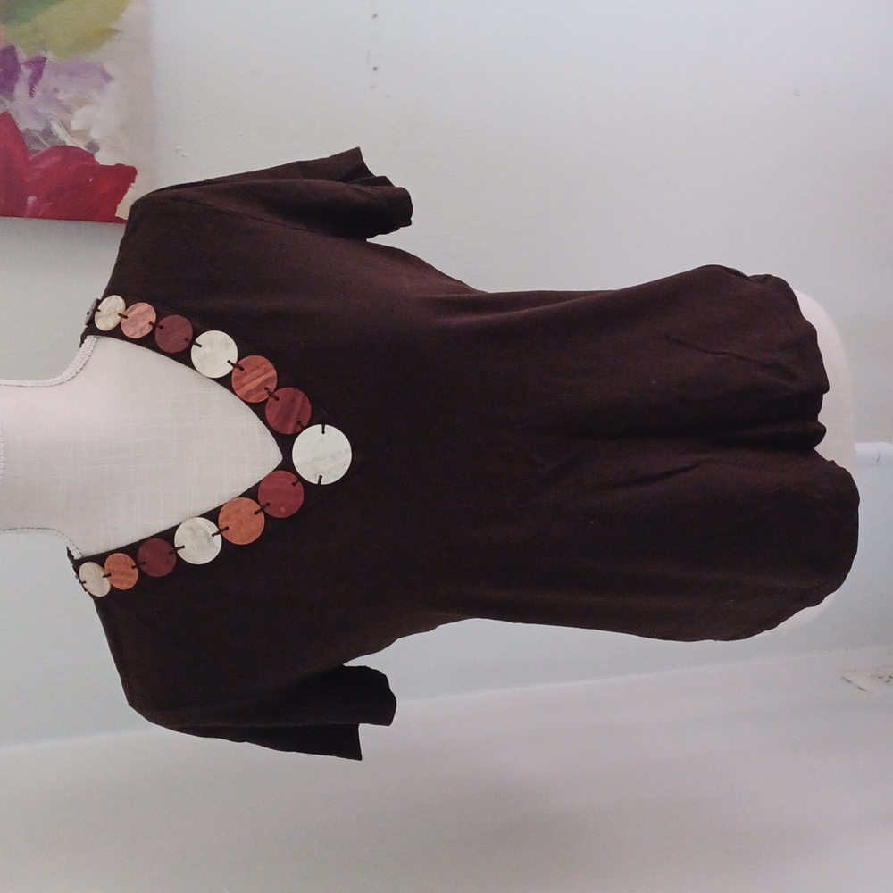 Brown V neck top